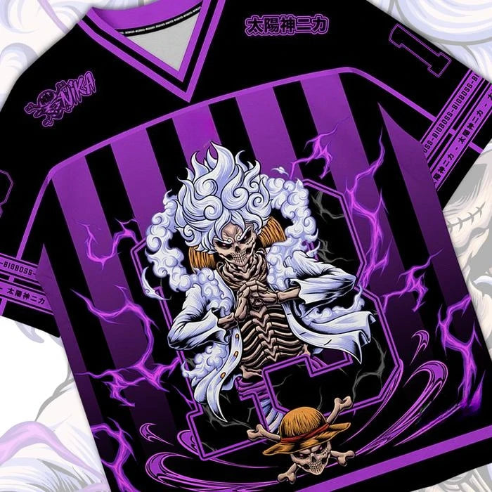 53 Jersey One Piece Sun God Nika Anime Y2k Korean Style Baseball Hockey T-shirt Fashion Streetwear Anime Daily Unisex Tops Tees