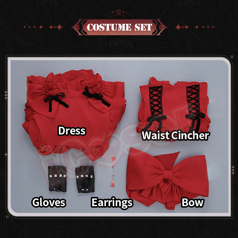 Scarlet El Vandimion Cosplay Costume Wig Red Dress Anime May I Ask for One Final Thing Ice Rose Earrings Women Girls Role Play