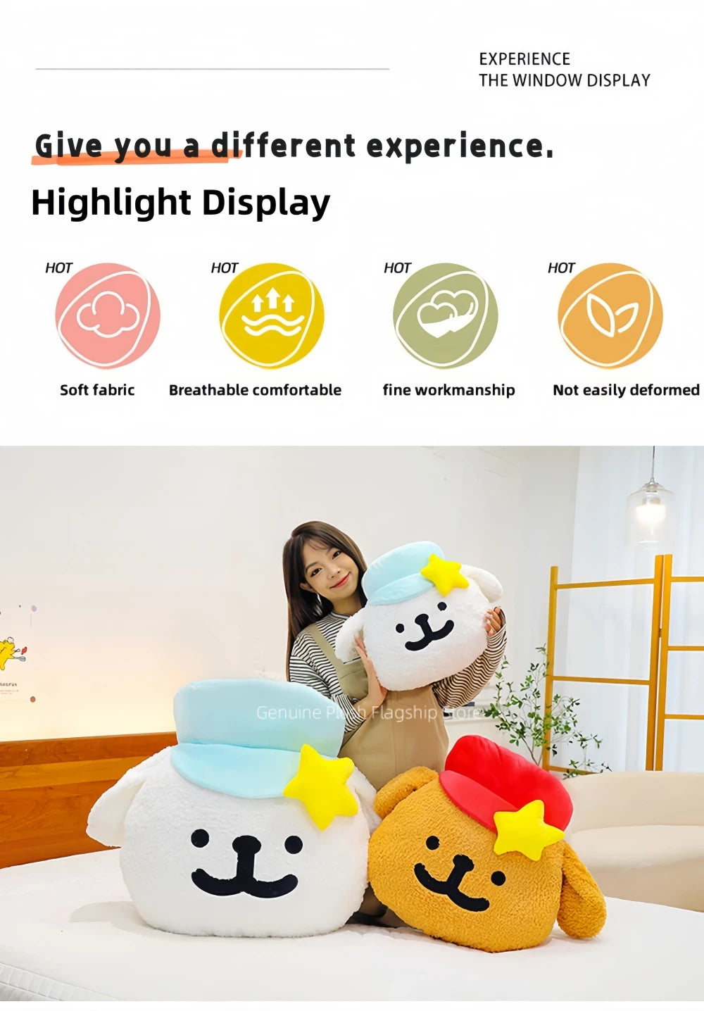 65cm Big Size Maltese Line Hat Dog Cartoon Anime Plush Stuffed Doll Toy Cute Room Bolster Sleeping Pillow Plushies Holiday Gifts