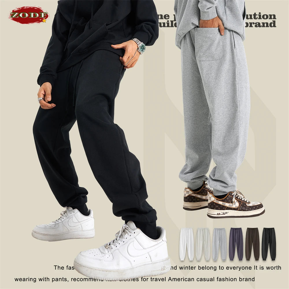ZODF 2024 Autumn Winter Unisex Solid Sweatpants Heavyweight 440gsm Casual Loose Fit Sport Joggers HY0890