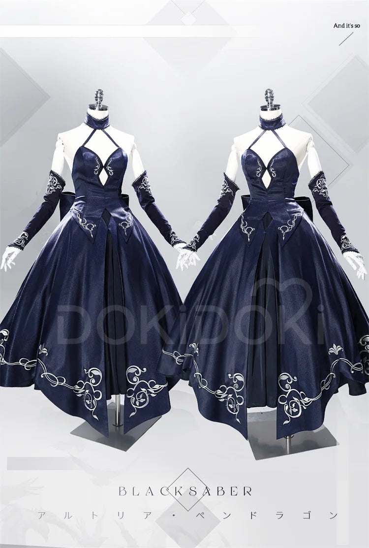 Saber Artoria Pendragon Cosplay Costume Game Fate/stay Night DokiDoki-R Women Black Saber Dress