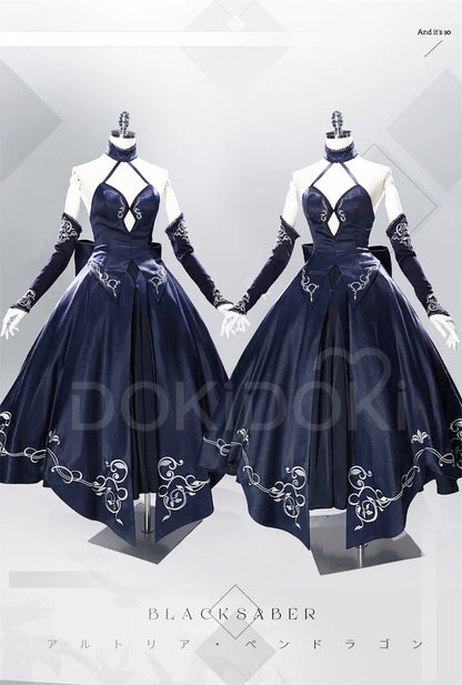 Saber Artoria Pendragon Cosplay Costume Game Fate/stay Night DokiDoki-R Women Black Saber Dress