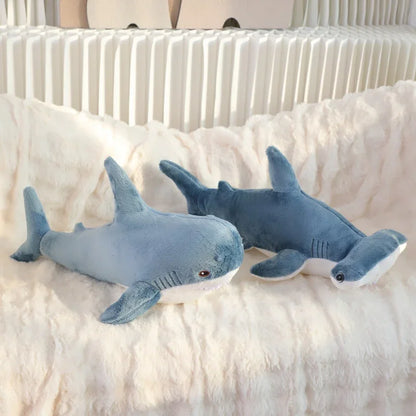 55-140cm Stuffed Lifelike Shark Plush Toy Stuffed Headed Shark Fierce Sea Animals Hug Throw Pillow Cushion for Boy Birthday