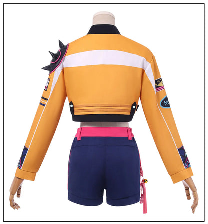 Anime Movie KPop Demon Hunters Rumi Cosplay Costume Yellow Jacket Huntrix Uniform Earrings Halloween Party for Women Girls Props