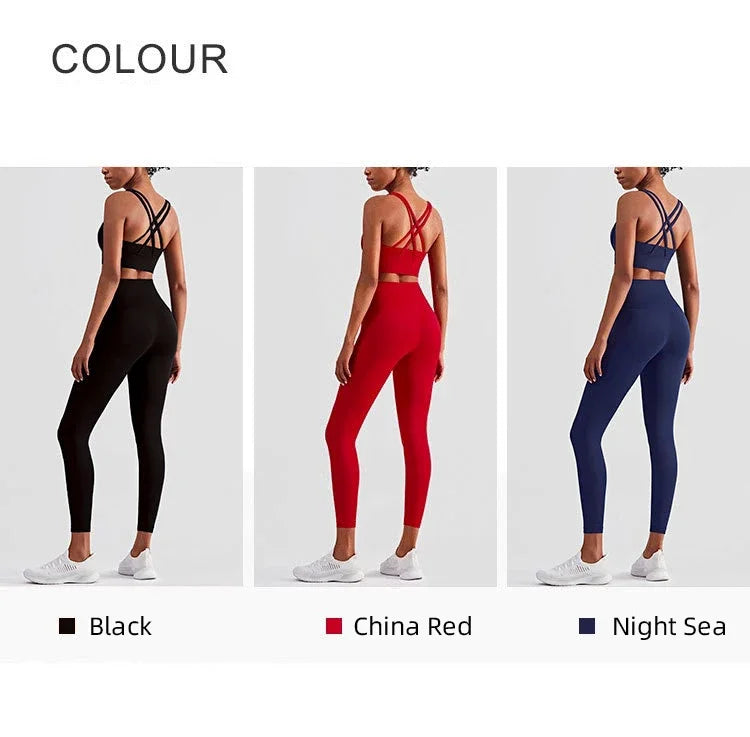 2 Piece Women’s Yoga Tracksuit Athletic Wear Pilates Fitness Suit Gym Workout Push Up Sports Bra Leggings Set