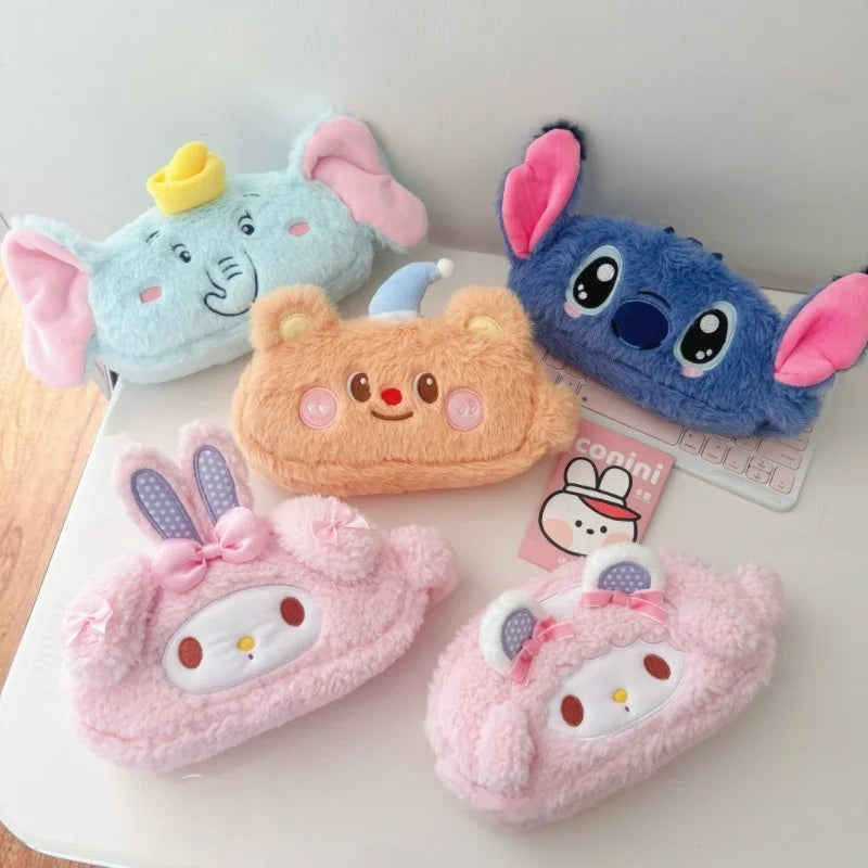 Cartoon My Melody Butter Bear Plush Makeup Bag Cute Anime Pencil Case Large Capacity Student Pencil Case Storage Bag Gifts Girl