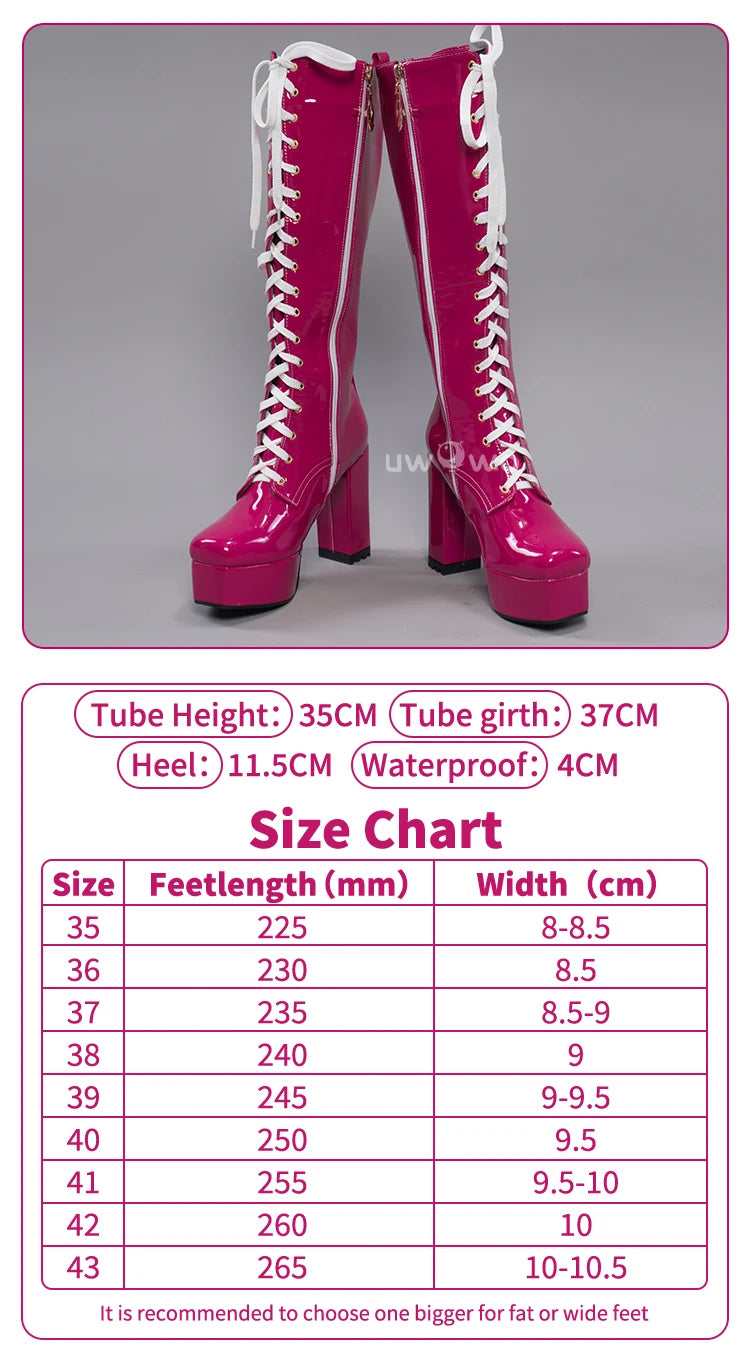UWOWO Cosplay Shoes Universal Shoes Boots Black Blue White Rose High Tube Boots