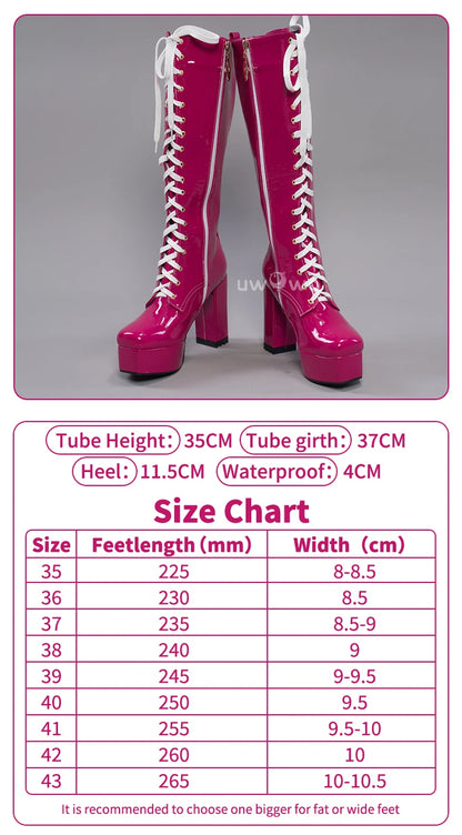 UWOWO Cosplay Shoes Universal Shoes Boots Black Blue White Rose High Tube Boots