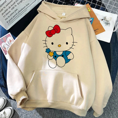 Women's Sweatshirts Plus Size Clothing Sanrio Products Y2k Hello Kitty Autumn/Winter Harajuku Long Sleeve Graphic Sweatshirt