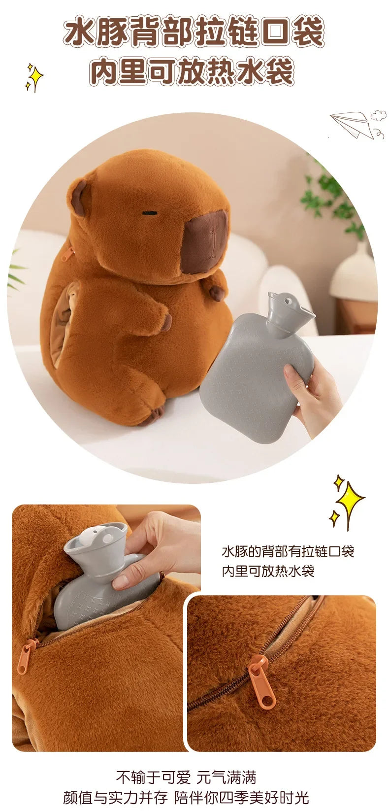 30/40cm Soft Capybara Hand Warmer Pillow Stuffed Funny Capybara Plush Hand Warmer Cartoon Portable Capybara Plush Stuffed Doll