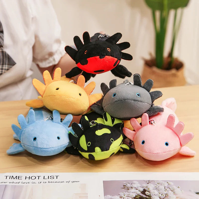 22cm Small Axolotl Plush Keychain Mini Cute Salamander Soft Toy Stuffed Animal Newt Kawaii Bag Pendant Decoration