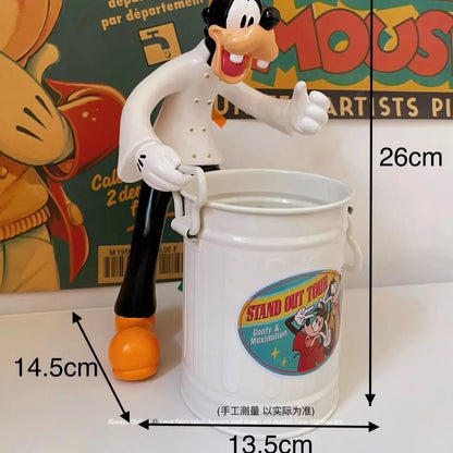 Disney Anime Figures Mickey Goofy Statue Pen Container Makeup Brush Holder Storage Bin Cute Desktop Decor Student Ornaments Gift