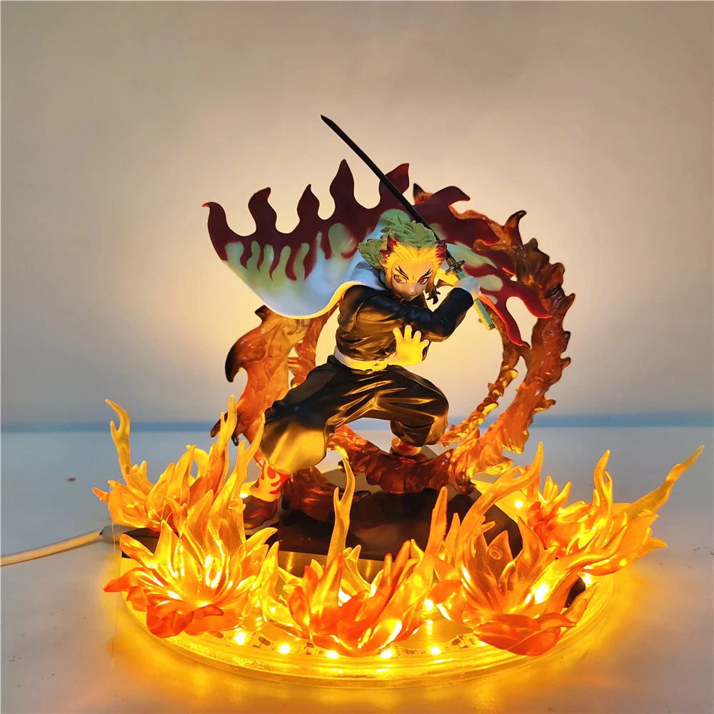 Demon Slayer Rengoku Kyoujurou 14cm PVC Action Figure with Fire LED Scene Kimetsu No Yaiba Anime Toy - Retail Box 1