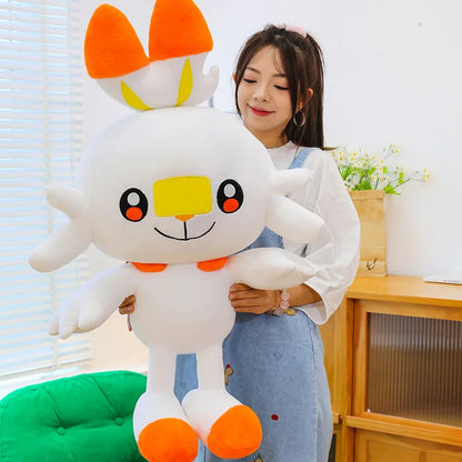 50/90cm Scorbunny Pokemon Large Plush Toys Anime Doll Cute Giant Pokémon Rabbit Cartoon Stuffed Plushie Pillow Gift for Kid Xmas