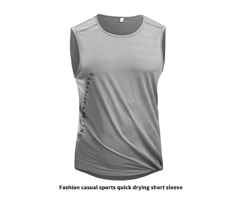 Chrlck Men’s Quick Drying Running Vest Breathable Mesh Sleeveless Gym Fitness Tank Top