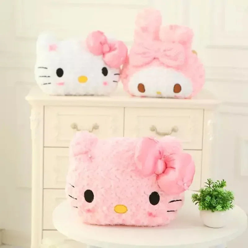 Aoger Kawaii Hello Kitty Rose Velvet Plush Melody Pillow Plushie Toy Soft Pillow Decorative Doll Bedding Kids Birthday Gift