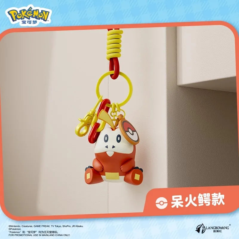 Genuine Pokemon Keychain Pikachu Gengar Sylveon Sprigatito Quaxly Fuecoco Anime Action Figure Toy Keyring Fragrance Pendant Gift