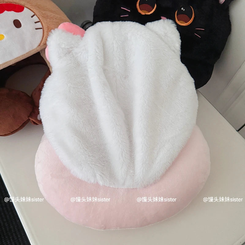 Kawaii Hello Kitty Neck Support Pillow with Hat Soft Plush Travel U-Shaped Pillow Nap Sleeping Cartoon Comfortable Journeys Girl
