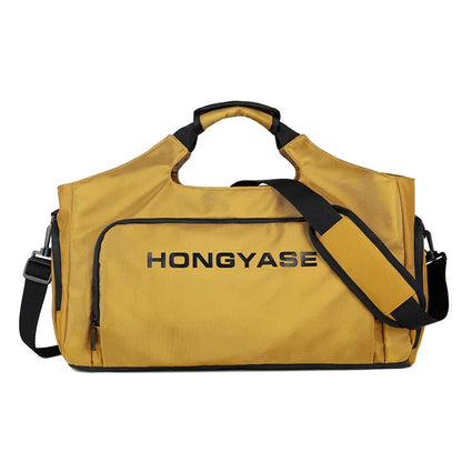Gym Sports Bag for Men Waterproof Travel Fitness Duffle with Shoe Pocket Shoulder Tote Outdoors Weekend Luggage - Yellow