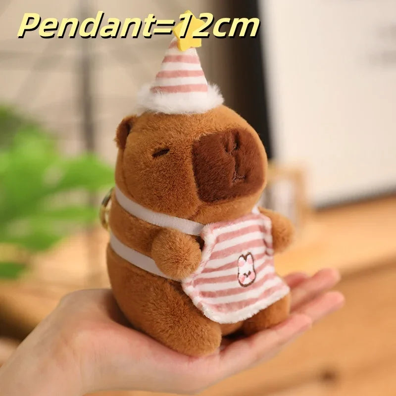 Capybara Soft Doll Cute Stuffed Capibara Anime With Pikachu Stitch Kuromi Hat Toy Kawaii Plushie Xmas Gift for Girl Friend