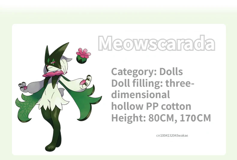 150CM Giant Pokemon Kawaii Meowscarada Plush Cartoon Anime Plushies Comfortable Soft Doll Room Cushion Decor Children's Toy Gift