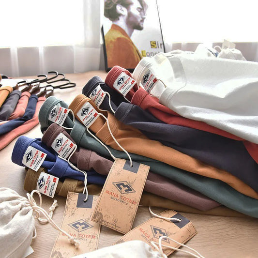 Summer New American Retro Short-sleeved O-neck Soild Color T-shirt Men's Fashion Simple 100% Cotton Washed Casual Sport Tops