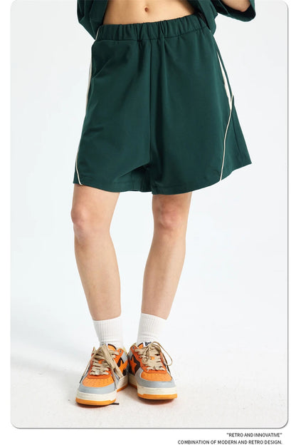 ZODF Fashion Men Summer 250gsm Patchwork Shorts Unisex High Street Loose Fit Quick Dry Sport Shorts Brand Streetwears HY1049