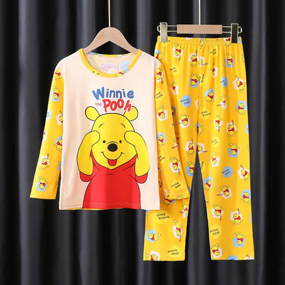 MINISO Disney Kids Pajamas Boys Pyjama Sets Long Sleeve Frozen Princess Elsa Winnie the Pooh Child Clothing Toddler Girl Pijamas