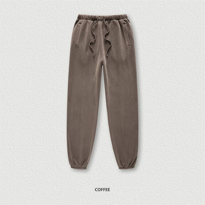ZODF 2025 Autumn Winter Men’s Washed Fleece Sweatpants 355gsm Loose Retro Joggers Streetwear HY0653 - Coffee / XXL