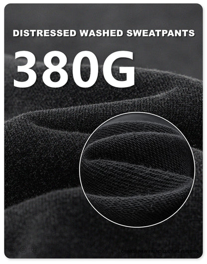 ZODF Retro Men Washed 380gsm 100% Cotton Sweatpant Unisex Loose Sport Solid Joggers Pants For Spring Autumn  HY0901