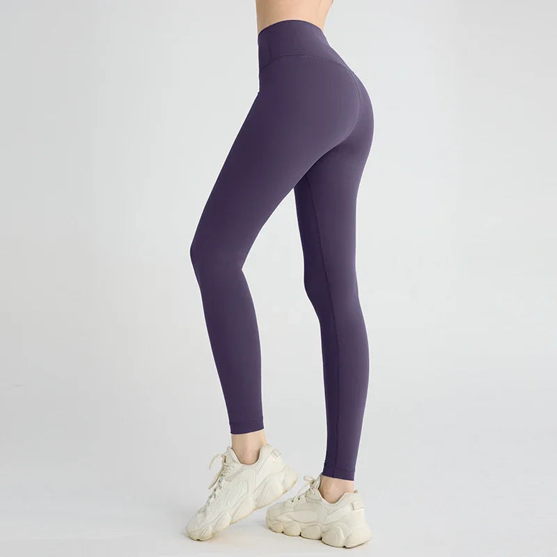 Hot Sale Women’s High Waisted Hip Lifting Yoga Leggings Breathable Fitness Running Cycling Pants - Grayish Purple / XL