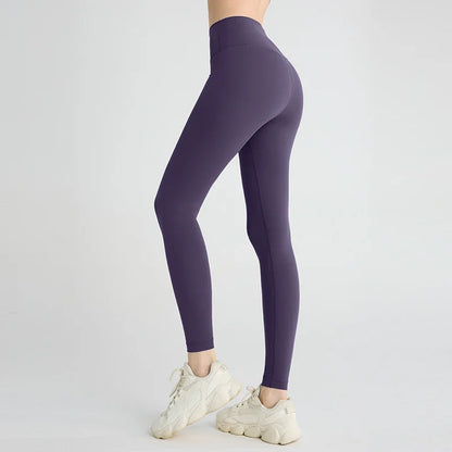 Hot Sale Women’s High Waisted Hip Lifting Yoga Leggings Breathable Fitness Running Cycling Pants - Grayish Purple / XL