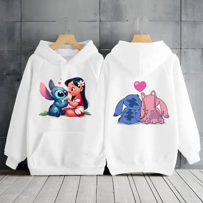 New Women's Jacket Scene Clothing 2000s MINISO Brand Clothing Disney Lilo & Stitch Hood Hoodie Anime Cute Winter Warm Sweatshirt