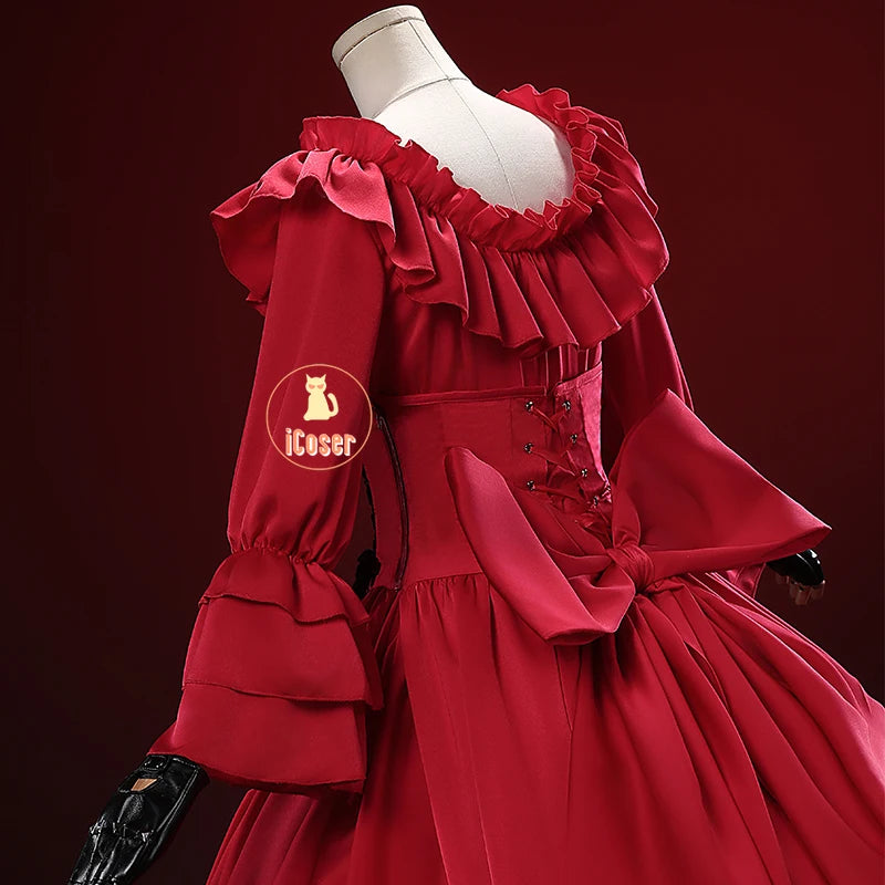 Scarlet El Vandimion Cosplay Costume Wig Red Dress Anime May I Ask for One Final Thing Ice Rose Earrings Women Girls Role Play