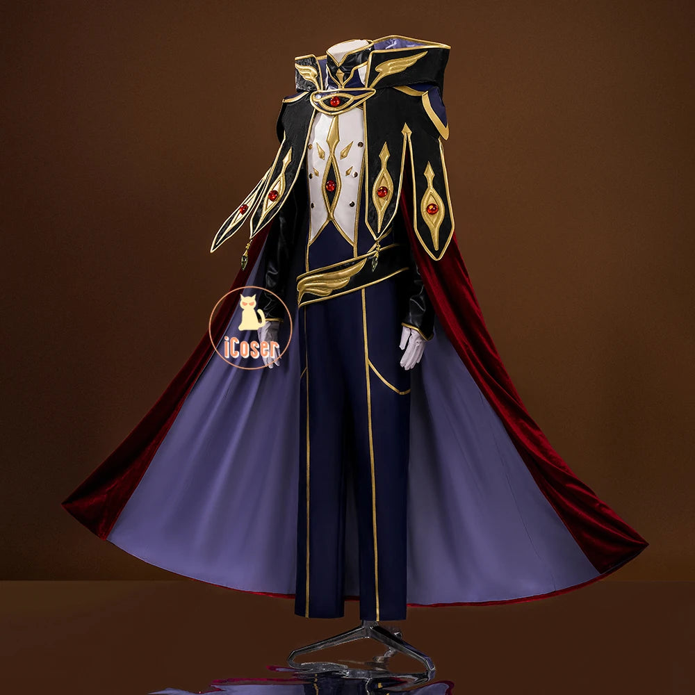 Anime Code Geass Suzaku Kururugi Cosplay Costume Wig Knight of Zero Uniform Long Cloak Halloween Party Women Men Props iCoser