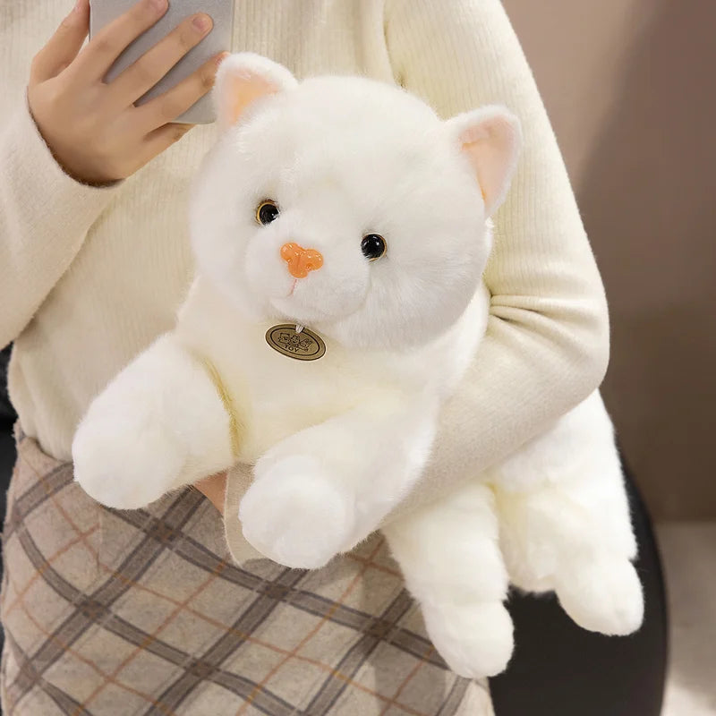 45/60cm Realistic White Cat Plush Toy Cute Lifelike Cat Stuffed Doll Soft Animal Plushies Birthday Gifts For Girl Home Decor