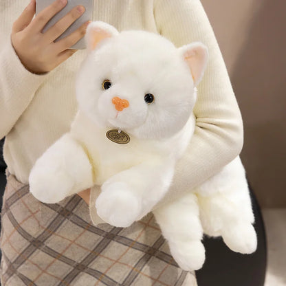 45/60cm Realistic White Cat Plush Toy Cute Lifelike Cat Stuffed Doll Soft Animal Plushies Birthday Gifts For Girl Home Decor
