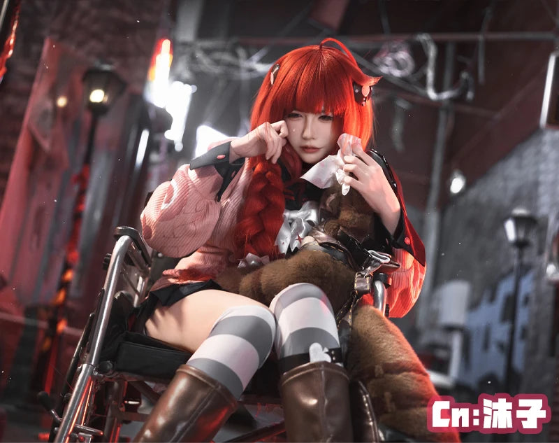 Zenless Zone Zero Ukinami Yuzuha Cosplay Costume Wig Skirt Uniform Earrings Headwear Spook Shack Halloween Party for Women Girls