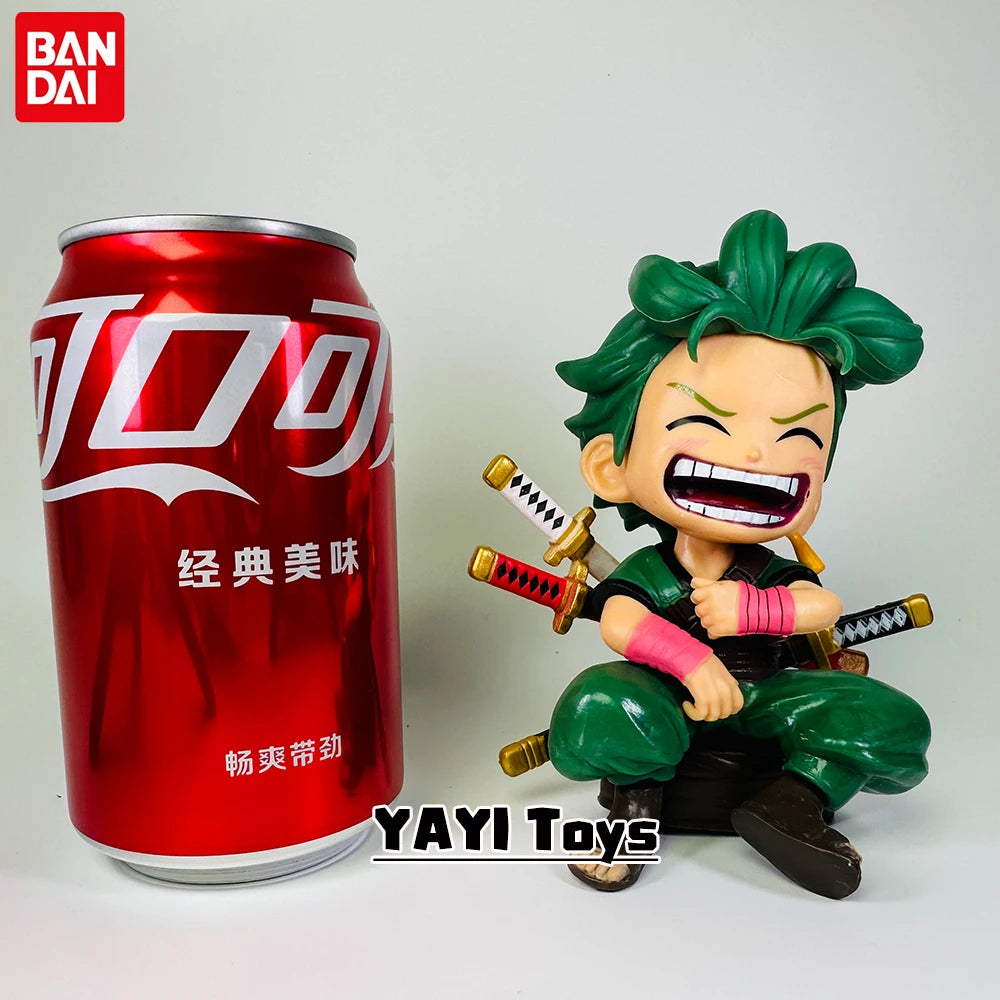 One Piece Anime Figure Sitting Laughing Luffy Action Figures Kawaii Sanji Zoro Figurine Collection Toys Doll Gift Model