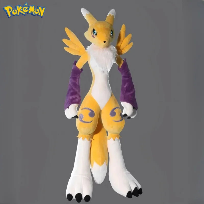 80CM Big Size Pokémon Renamon Plushies Cartoon Anime Stuffed Pillow Comfortable Soft Doll Cushion Children Toy Peluche Gift