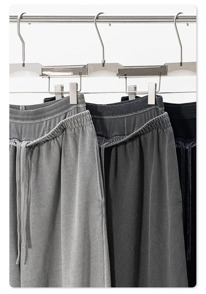 ZODF Retro Women Washed 370gsm Straight Pants Vintage Girls Female Loose Double Waist Wide Leg Cotton Trousers HY1150