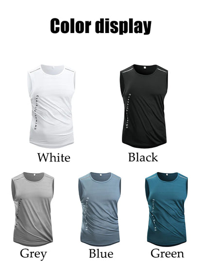 Chrlck Men’s Quick Drying Running Vest Breathable Mesh Sleeveless Gym Fitness Tank Top