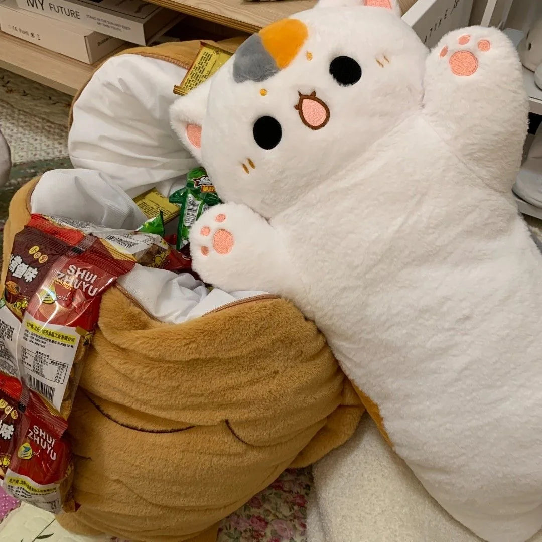 1pc Big Size Japan Taiyaki Cat Plushie Hiding in Sleeping Bag Bunny in Carrot Ferry Animals Plushie Throw Pillow For Kids Girl
