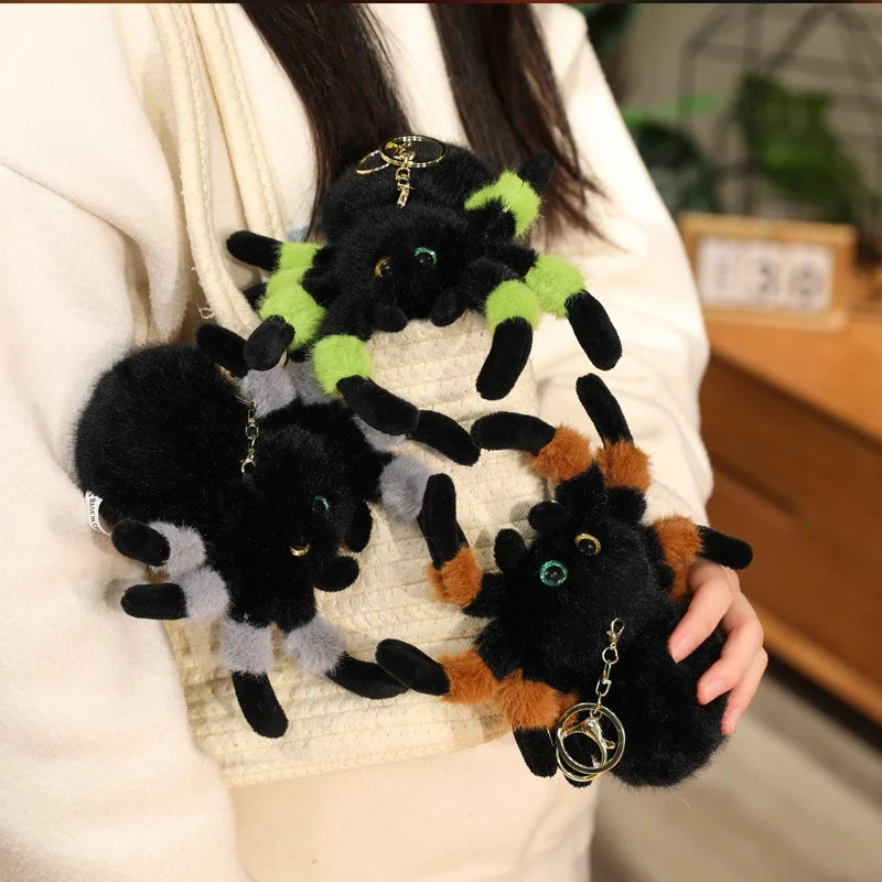 Cute Stuffed Animal Jumping Spider Plushies Colorful Four Eyed Spider Plush Keychain Bag Decor Pendant Spiders Soft Toys