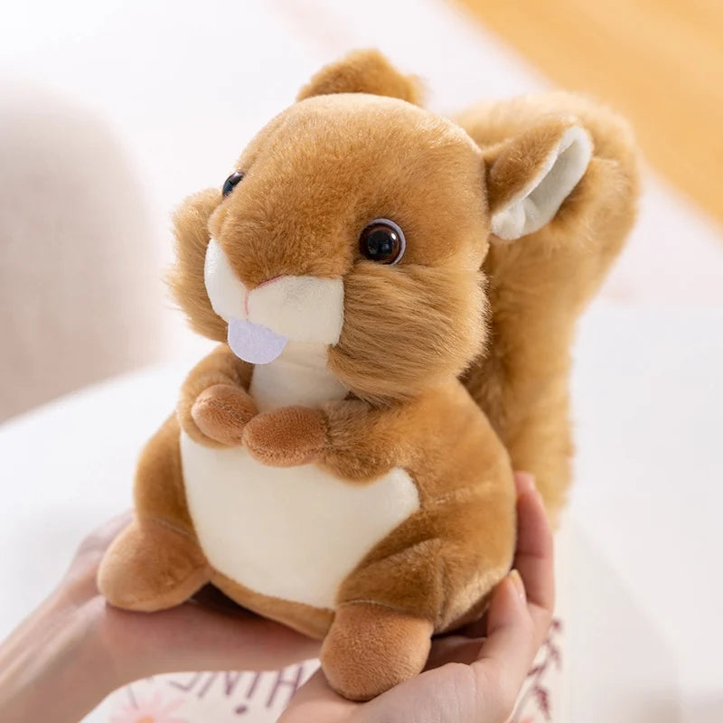 Lifelike Bushy-Tailed Squirrel Plush Toy Soft Kawaii Stuffed Animal Doll Gift for Girls and Boys