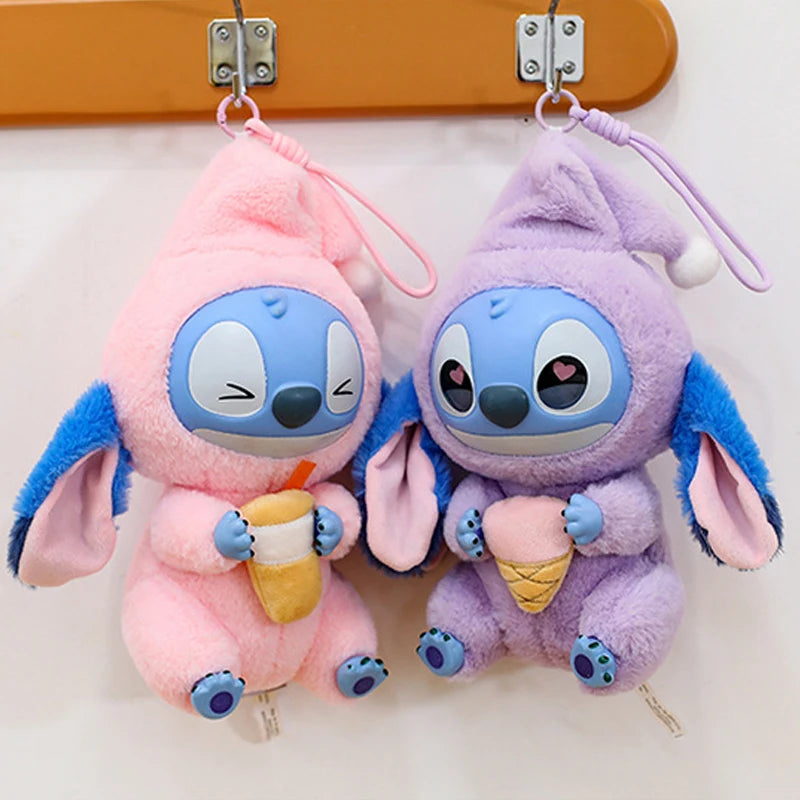 25cm Disney Lilo and Stitch Plush Toy Cartoon Anime Stuffed Kawaii Stich Key Chain Pendant Doll Plushie Kids Birthday Xmas Gifts