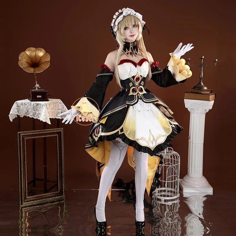 Genshin Impact Sandrone Cosplay Costume Wig Marionette Dress Headwear Eleven Fatui Harbingers Halloween Women Girls Role Play