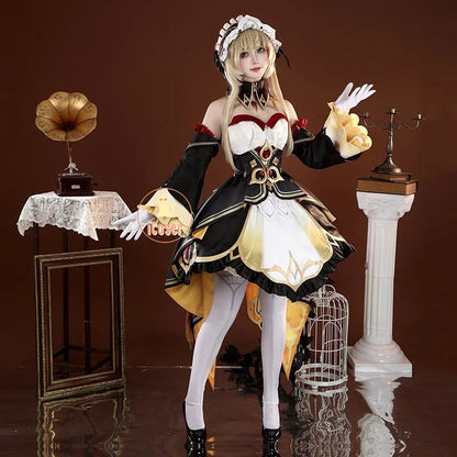 Genshin Impact Sandrone Cosplay Costume Wig Marionette Dress Headwear Eleven Fatui Harbingers Halloween Women Girls Role Play