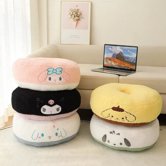 Sanrio Series Donut Shaped Plush Cushion Kuromi My Melody Pochacco Cinnamoroll Plush Seat Cushion Gifts For Children