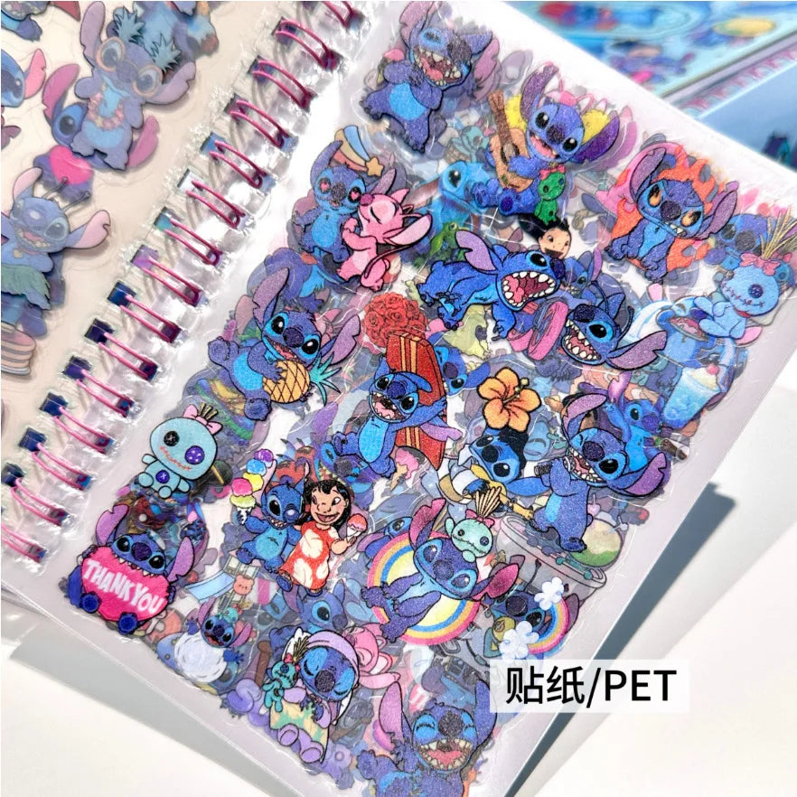 24pcs New Disney Stitch Cartoon Cute Handbag Coil Book Sticker Combination Book 27 Material Books Children'S Diy Handbag Gifts